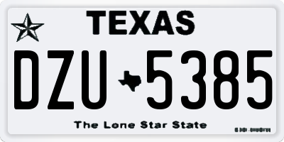 TX license plate DZU5385
