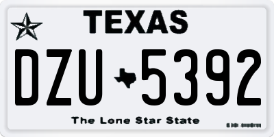 TX license plate DZU5392