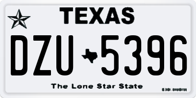 TX license plate DZU5396