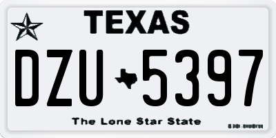 TX license plate DZU5397
