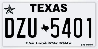 TX license plate DZU5401