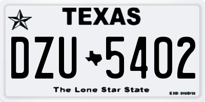 TX license plate DZU5402
