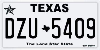 TX license plate DZU5409