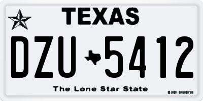 TX license plate DZU5412