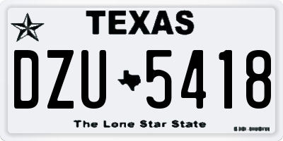 TX license plate DZU5418