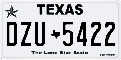 TX license plate DZU5422