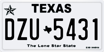 TX license plate DZU5431