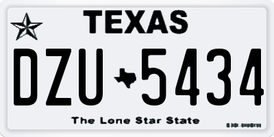 TX license plate DZU5434