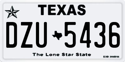 TX license plate DZU5436