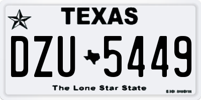 TX license plate DZU5449