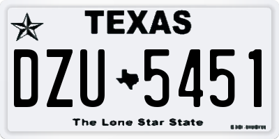 TX license plate DZU5451