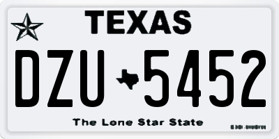 TX license plate DZU5452