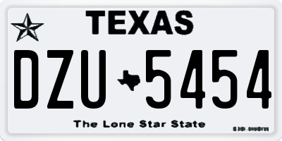 TX license plate DZU5454