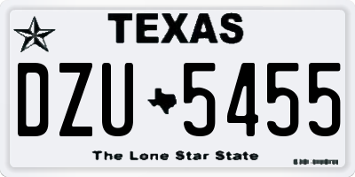 TX license plate DZU5455