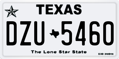 TX license plate DZU5460