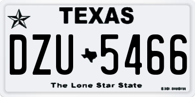 TX license plate DZU5466