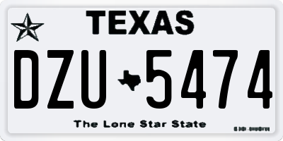 TX license plate DZU5474