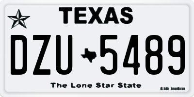 TX license plate DZU5489