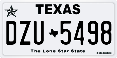 TX license plate DZU5498