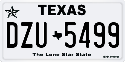 TX license plate DZU5499