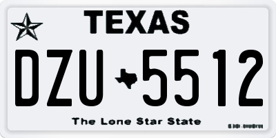 TX license plate DZU5512