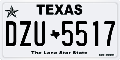 TX license plate DZU5517