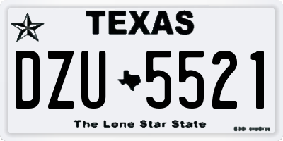 TX license plate DZU5521