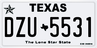 TX license plate DZU5531