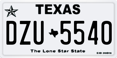 TX license plate DZU5540
