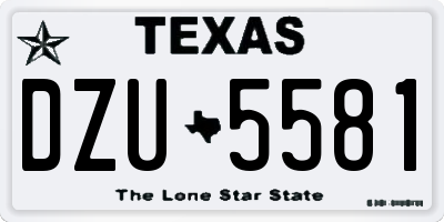 TX license plate DZU5581