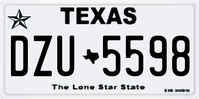 TX license plate DZU5598