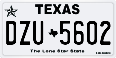 TX license plate DZU5602