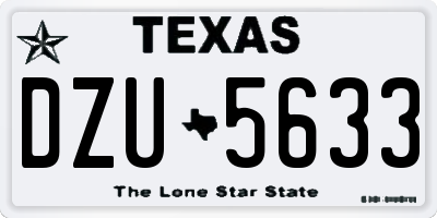 TX license plate DZU5633