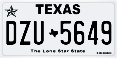 TX license plate DZU5649