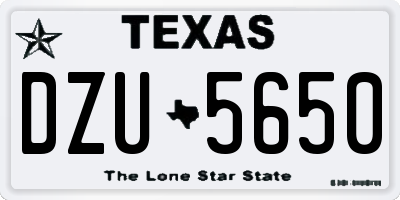 TX license plate DZU5650
