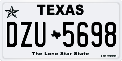 TX license plate DZU5698