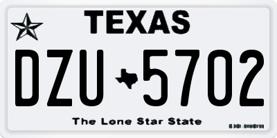 TX license plate DZU5702