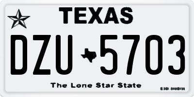 TX license plate DZU5703