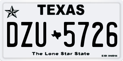 TX license plate DZU5726