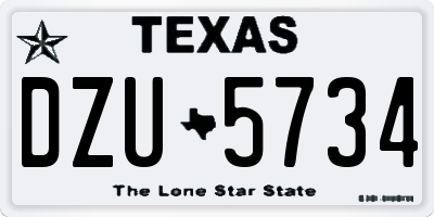 TX license plate DZU5734