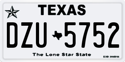 TX license plate DZU5752