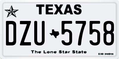 TX license plate DZU5758