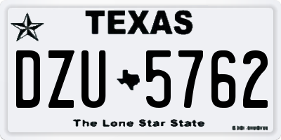 TX license plate DZU5762