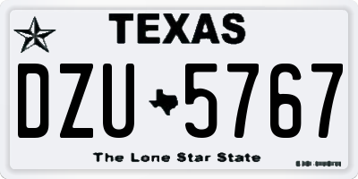 TX license plate DZU5767