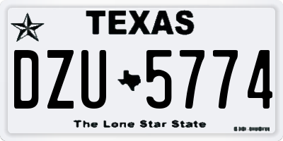 TX license plate DZU5774