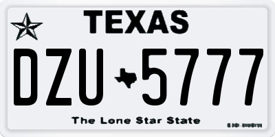 TX license plate DZU5777