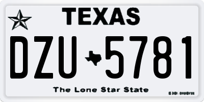 TX license plate DZU5781