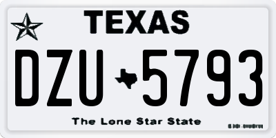 TX license plate DZU5793