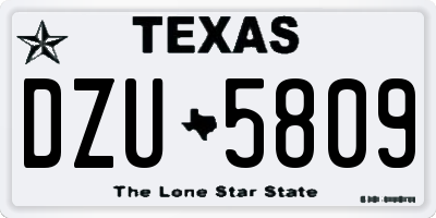 TX license plate DZU5809