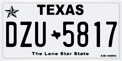 TX license plate DZU5817